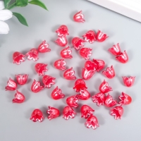 Бусины для творчества пластик "Цветок ландыша жемчужный" набор 40 шт красный 1х0,9х0,9 см