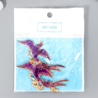 Декор для творчества металл "Птица-феникс" эмаль, золото 2,9х5,6 см