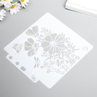 Трафарет пластик "Куст ромашки и бабочки" 13х14 см Трафарет пластик "Куст ромашки и бабочки" 13х14 см