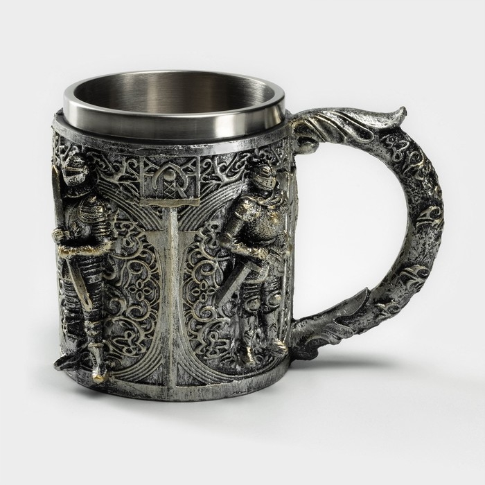 Кружка из нержавеющей стали «Стража», 400 мл, цвет серебряный Кружка из нержавеющей стали «Стража», 400 мл, цвет серебряный