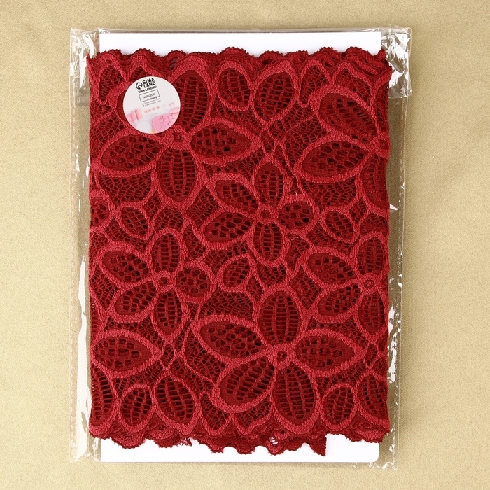 Кружевная эластичная ткань, 180 мм × 2,7 ± 0,5 м, цвет бордовый Кружевная эластичная ткань, 180 мм × 2,7 ± 0,5 м, цвет бордовый