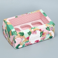 Коробка для капкейков, кондитерская упаковка двухсторонняя, 6 ячеек &laquo;Самая нежная&raquo;, 25 х 17 х 10 см