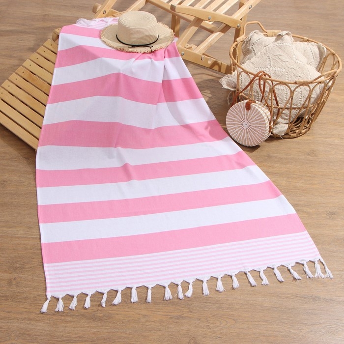 Полотенце пляжное Пештемаль, цв. розовый, 100*180 см, 100% хлопок, 180гр/м2 Полотенце пляжное Пештемаль, цв. розовый, 100*180 см, 100% хлопок, 180гр/м2