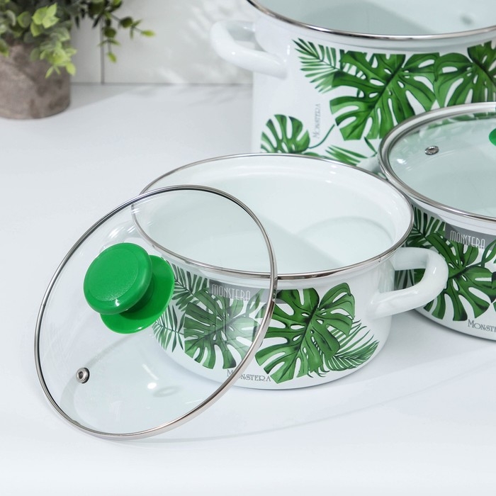 Набор эмалированных кастрюль &laquo;Монстера 5-1- Экстра&raquo;, 3 предмета: 1,5 л, 2,3 л, 5 л, индукция