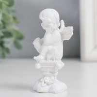 Сувенир полистоун "Белоснежный ангел задумчивый на колонне с цветами" МИКС 7,5х3х3 см