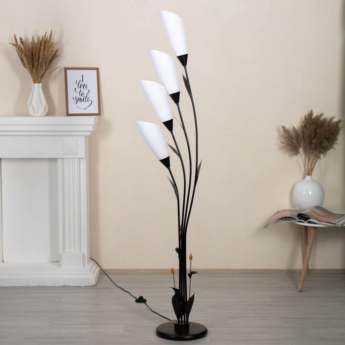 Торшер "Ариадна" 4хЕ27 15Вт чёрно-белый h.170 см