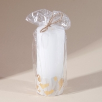 Свеча интерьерная белая с бетоном и поталью, 15 х 6 см