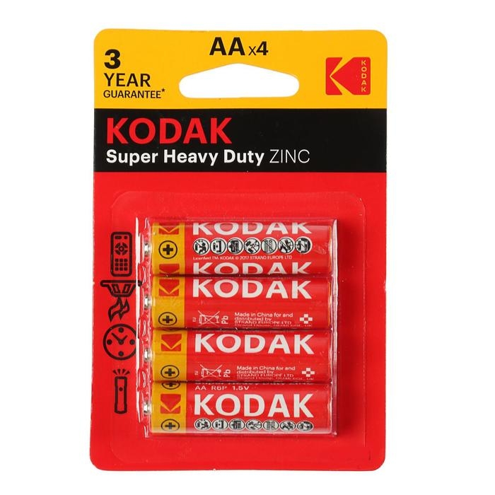 Батарейка солевая Kodak Extra Heavy Duty, AA, R6-4BL, 1.5В, блистер, 4 шт. Батарейка солевая Kodak Extra Heavy Duty, AA, R6-4BL, 1.5В, блистер, 4 шт.