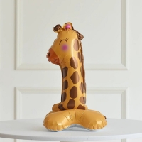 Шар фольгированный 24" &laquo;Цифра 1&raquo; на подставке, жирафик