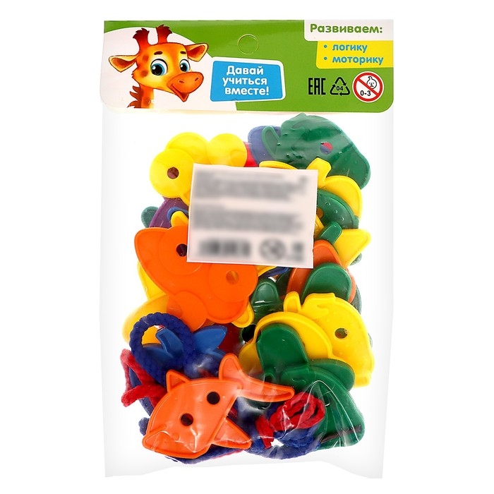 Шнуровка &laquo;Весёлые фигурки&raquo; под клапаном, 24 шт., по методике Монтессори