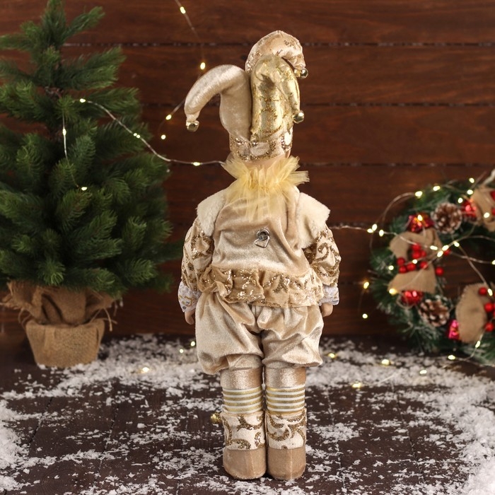 Новогодний шут "В блестящем костюме" двигается, 48х16 см, золото