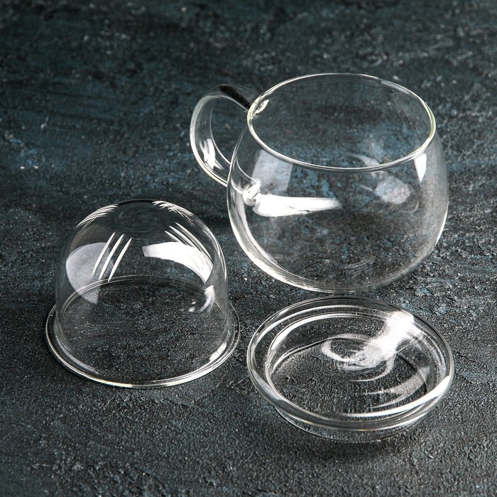 Кружка стеклянная для заваривания со стеклянным ситом «Лоран», 300 мл, 13×9×8,5 см Кружка стеклянная для заваривания со стеклянным ситом «Лоран», 300 мл, 13×9×8,5 см