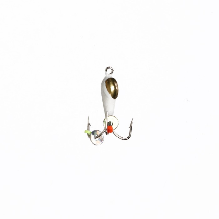 Мормышка Чертик Мормышка Чертик "Белый" с золотой коронкой, вес 0.8 г, размер 3