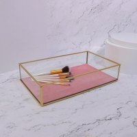 Органайзер для хранения «PINK RIPPLES», стеклянный, 1 секция, 29 × 17,5 × 6 см, цвет прозрачный/медный/розовый Органайзер для хранения «PINK RIPPLES», стеклянный, 1 секция, 29 × 17,5 × 6 см, цвет прозрачный/медный/розовый