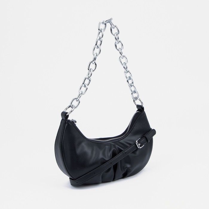 Сумка-багет на молнии, цвет чёрный