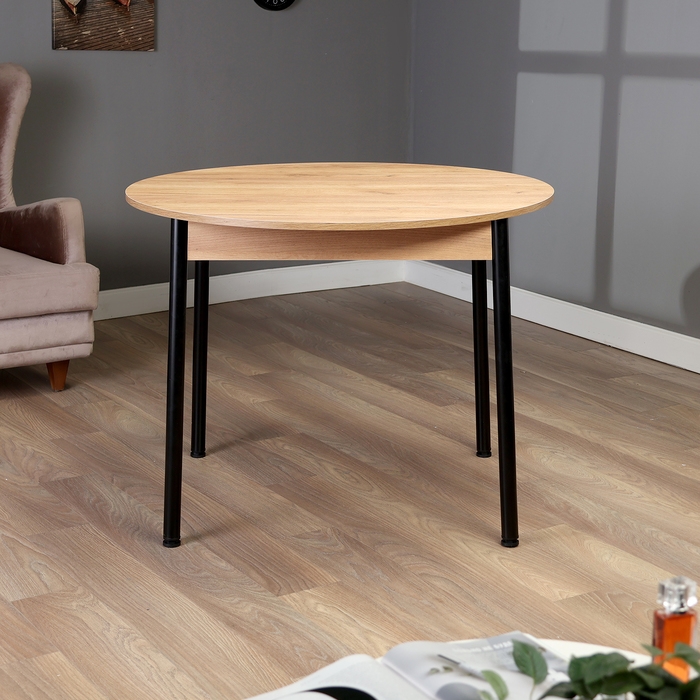 Стол круглый кухонный Цент, 1000х1000х750, Дуб крафт золото