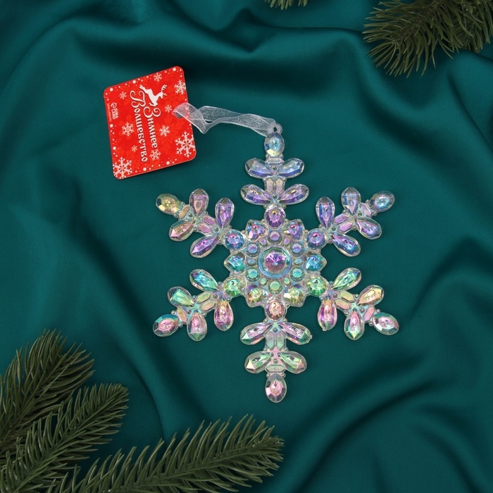 Ёлочная игрушка &laquo;Зимнее волшебство. Снежинка перелив&raquo; пластик, 11х9,5 см, прозрачный