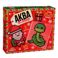 Аквамозаика &laquo;Дед Мороз: Змейка и подарочек&raquo;, 3 фигурки, 931 шарик