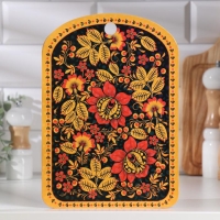 Доска разделочная сувенирная "Хохлома, чёрный фон", 19,5&times;27,5 см
