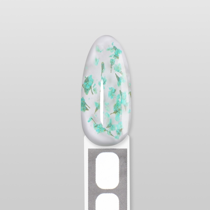 Гель для наращивания, с сухоцветами, 3-х фазный, 9 гр, LED/UV, цвет прозрачный/бирюзовый Гель для наращивания, с сухоцветами, 3-х фазный, 9 гр, LED/UV, цвет прозрачный/бирюзовый