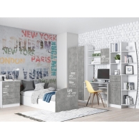 Комод Юниор 2, 600х430х820, Белый/Бетон светлый