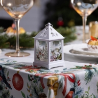 Светодиодная фигура &laquo;Белый фонарь с лосём и косулей&raquo; 6.3 &times; 12 &times; 6.3 см, пластик, батарейки AG13х3 (в комплекте), свечение тёплое белое