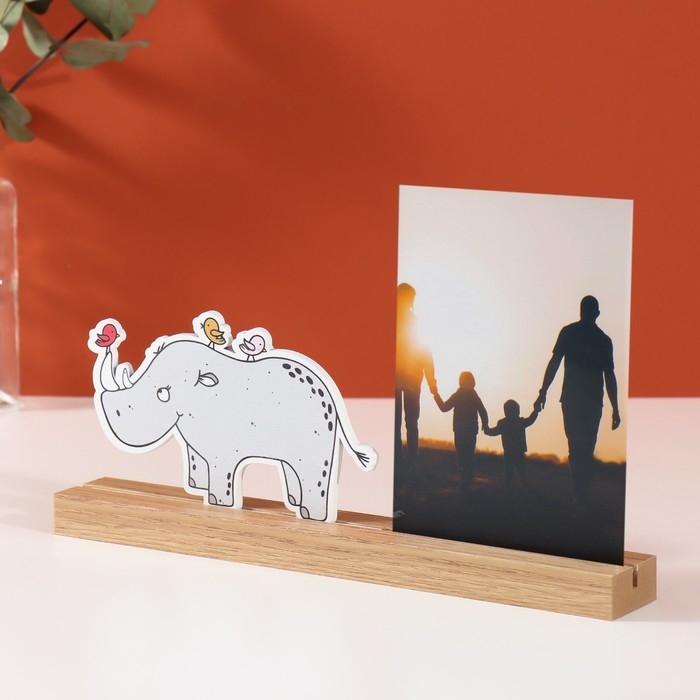 Фоторамка дерево, акрил 10х15 см Фоторамка дерево, акрил 10х15 см "Носорог с птичками" 4х27,3х14 см