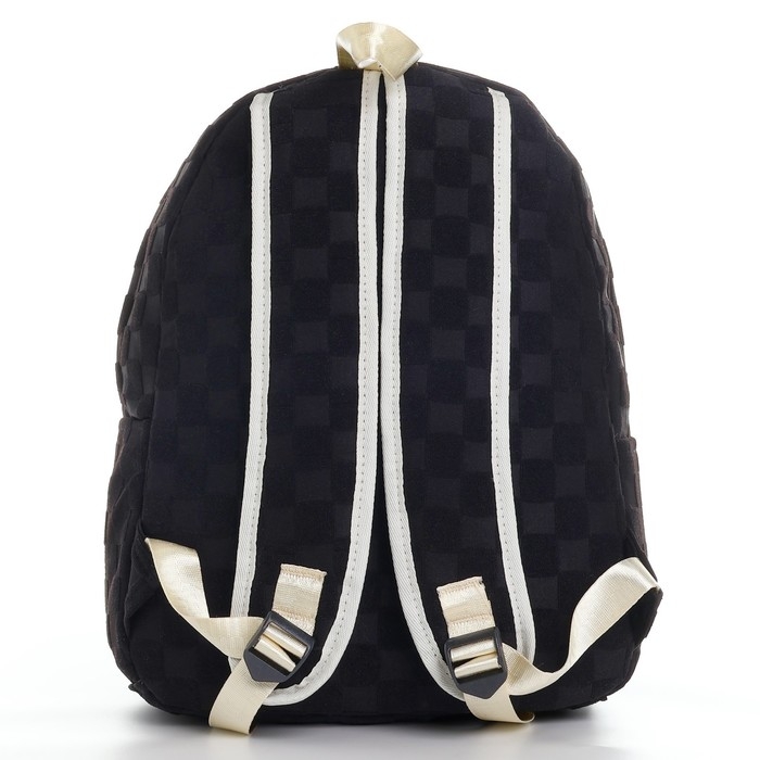 Рюкзак школьный, набор 2 в 1,+ пенал в клетку, 40х28х13 см, цвет чёрный