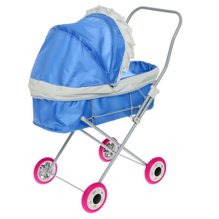 Коляска кукольная №3, цвет голубой с серым Коляска кукольная №3, цвет голубой с серым