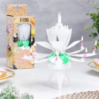 Свеча для торта музыкальная "Тюльпан", крутящаяся, белая, 14,5×6 см Свеча для торта музыкальная "Тюльпан", крутящаяся, белая, 14,5×6 см