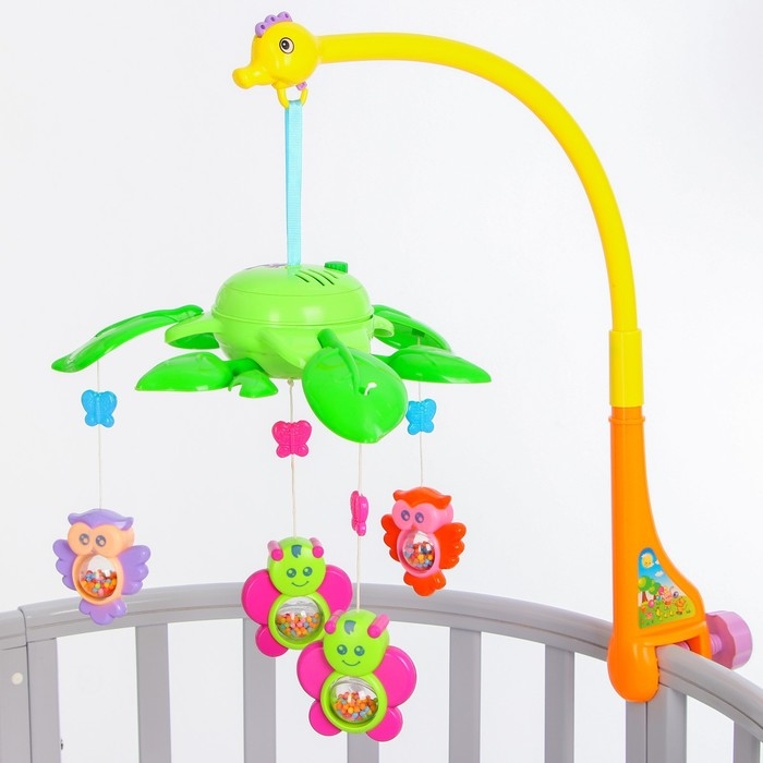 Мобиль музыкальный на кроватку &laquo;Музыкальные листья. Совы&raquo;, на батарейках, Крошка Я