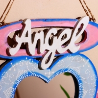 Панно настенное с зеркалом "Ангел" дерево 100х2х58 см Панно настенное с зеркалом "Ангел" дерево 100х2х58 см