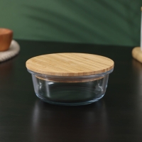 Контейнер для еды из жаропрочного стекла с бамбуковой крышкой BellaTenero «Эко», 350 мл, 13×5,5см Контейнер для еды из жаропрочного стекла с бамбуковой крышкой BellaTenero «Эко», 350 мл, 13×5,5см