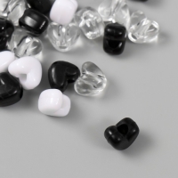 Бусины пластик "Сердце. Чёрный, белый, прозрачный" набор 20 гр 1,2х0,9х0,8 см