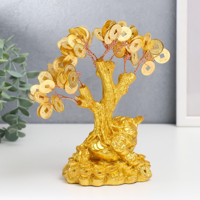 Бонсай денежное дерево Бонсай денежное дерево "Золотая жаба на монетах" 90 монет 18,5х18х9,5 см