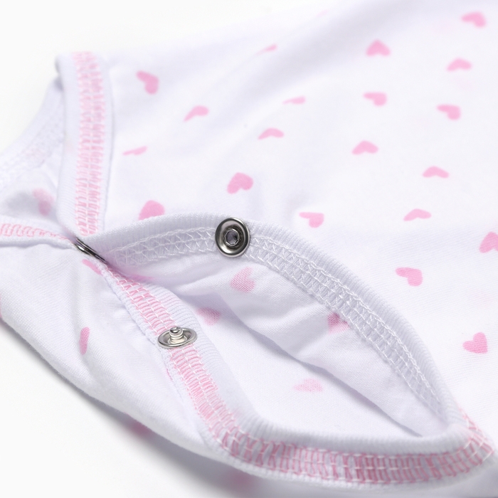 Боди детское с длинным рукавом, цвет белый/сердечки, рост 62 Боди детское с длинным рукавом, цвет белый/сердечки, рост 62