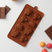 Форма для шоколада Доляна «Насекомые», силикон, 22×11,5×2 см, 8 ячеек, цвет коричневый Форма для шоколада Доляна «Насекомые», силикон, 22×11,5×2 см, 8 ячеек, цвет коричневый