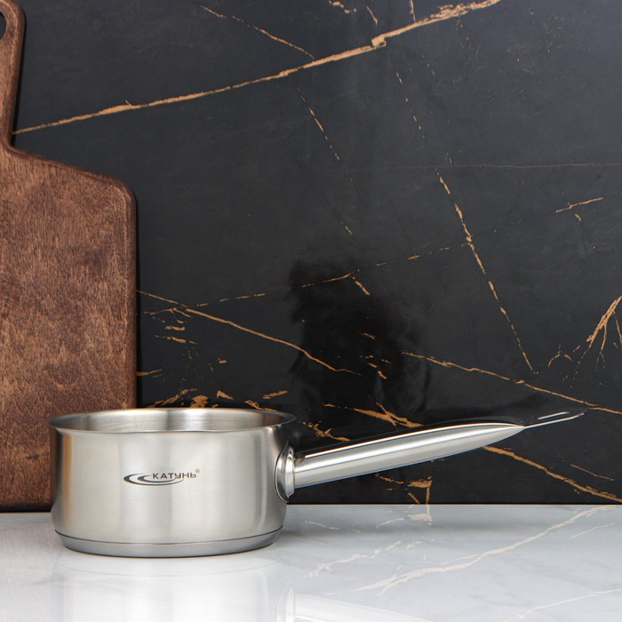 Ковш без крышки «Общепит», 1 л, d=14 см, h=7 см, металлическая ручка, с теплораспределительным слоем, индукция Ковш без крышки «Общепит», 1 л, d=14 см, h=7 см, металлическая ручка, с теплораспределительным слоем, индукция