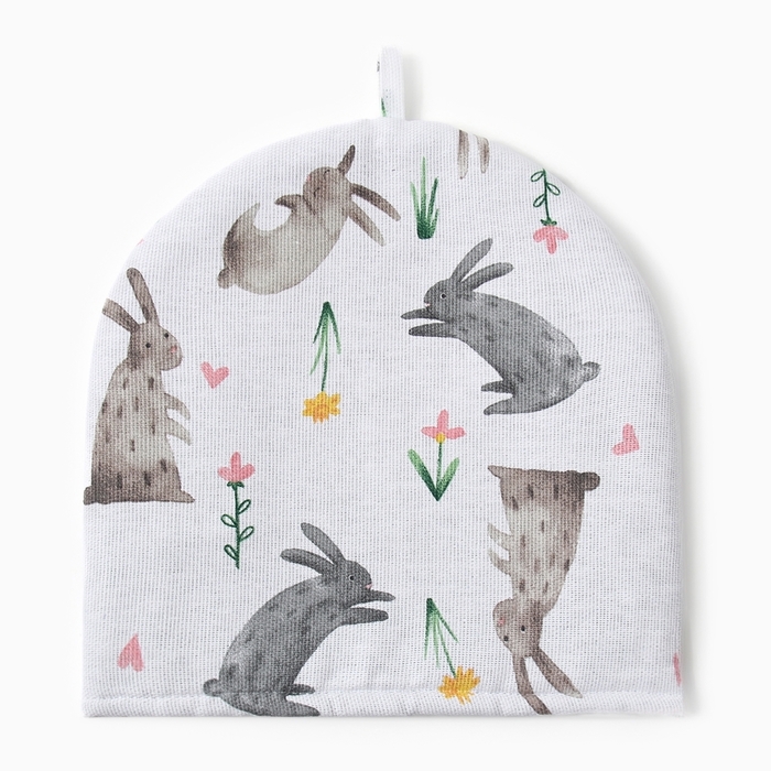 Грелка на чайник Доляна Fluffy bunnies 28х28см, 100% хл, 164г/м2