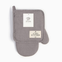 Набор кух. Этель ECO, цв. серый: варежка 20х28 см, прихватка 19х19 см, 70% хл, 30% лён, вати Набор кух. Этель ECO, цв. серый: варежка 20х28 см, прихватка 19х19 см, 70% хл, 30% лён, вати