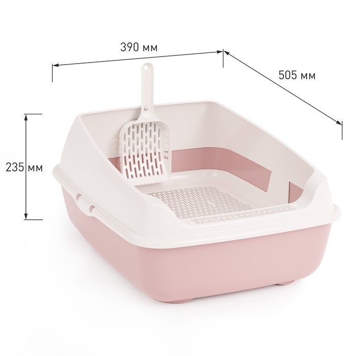 Лоток для кошек совок+ сетка 50,5 х 39 х 23 см, розовый Лоток для кошек совок+ сетка 50,5 х 39 х 23 см, розовый
