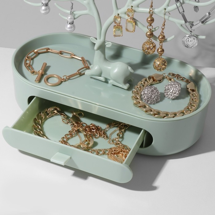 Подставка для украшений &laquo;Олень&raquo;, овальная подставка, 26&times;25 см, цвет зеленый