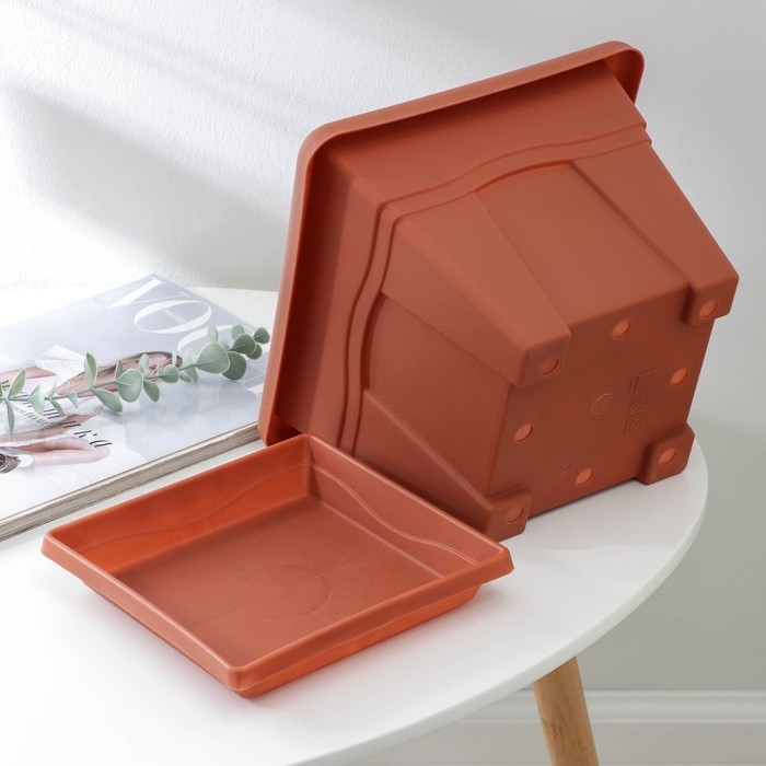 Горшок с поддоном &laquo;Квадро&raquo;, 5,1 л, цвет терракотовый