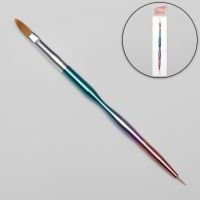 Кисть для наращивания и дизайна ногтей, двусторонняя, лепесток/точечная, 18 см, цвет радужный Кисть для наращивания и дизайна ногтей, двусторонняя, лепесток/точечная, 18 см, цвет радужный