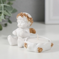 Подсвечник полистоун "Ангелочек с сердцем, в золотом венке" 6х5,3х8 см Подсвечник полистоун "Ангелочек с сердцем, в золотом венке" 6х5,3х8 см