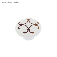 Ручка кнопка LACE Ceramics 009, d=38 керамическая, белая с рисунком Ручка кнопка LACE Ceramics 009, d=38 керамическая, белая с рисунком