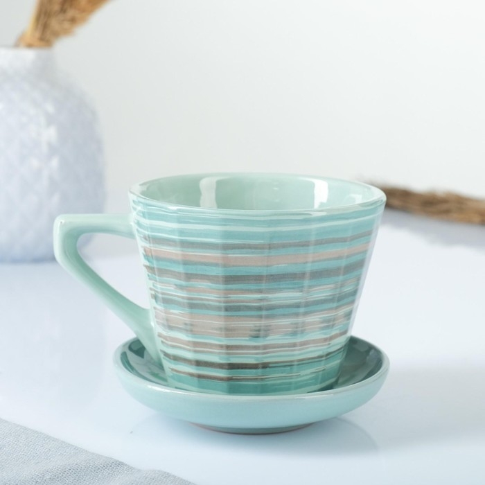 Чайная пара Чайная пара "Ностальгия №2" 0,2л / 9х7см + блюдце 9см, скандинавия