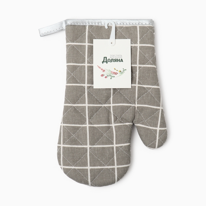 Варежка Доляна "Клетка" цв.серый 26*16 см, 100% п/э