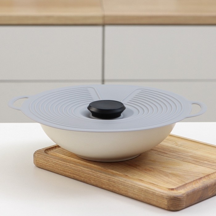 Крышка универсальная Доляна, силикон, d=22,5 см, цвет серый