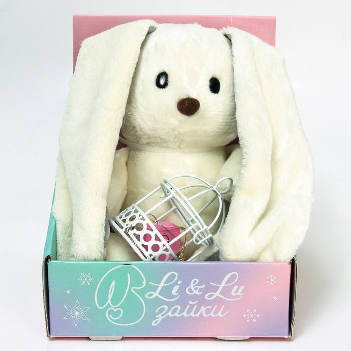 Новогодняя мягкая игрушка &laquo;Lu с гирляндой&raquo;, заяц, 25 см, на новый год